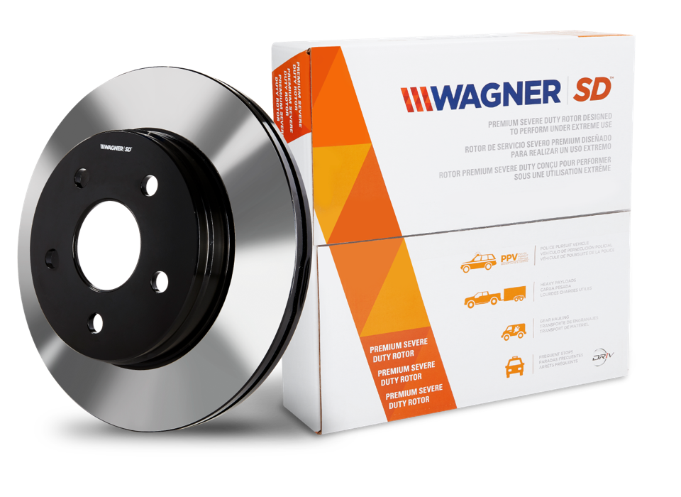 Front view of Wagner SD Rotors, along with the packacking for the rotors behind